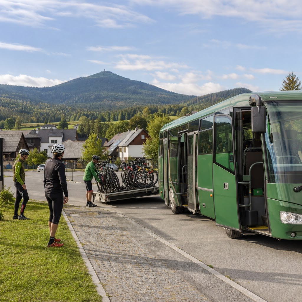 Cyklobus se zastávkou na Kvildě