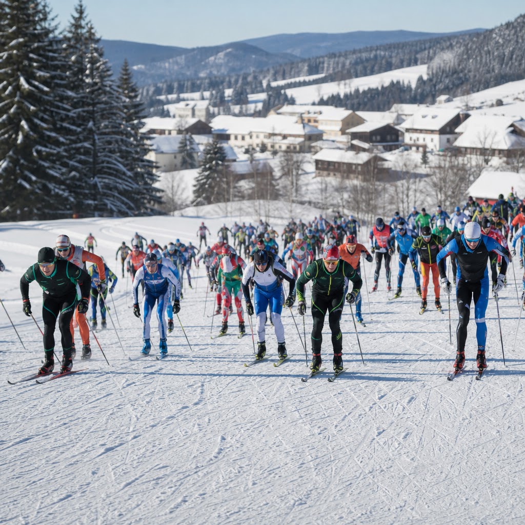 Start skimaratonu na Šumavě